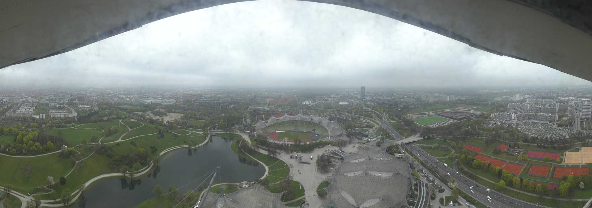 Archiv Foto Webcam München: Panorama Olympiastadion und Olympiapark