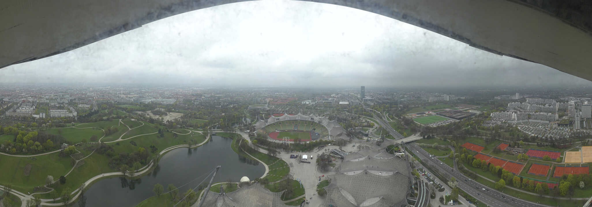 Archiv Foto Webcam München: Panorama Olympiastadion und Olympiapark