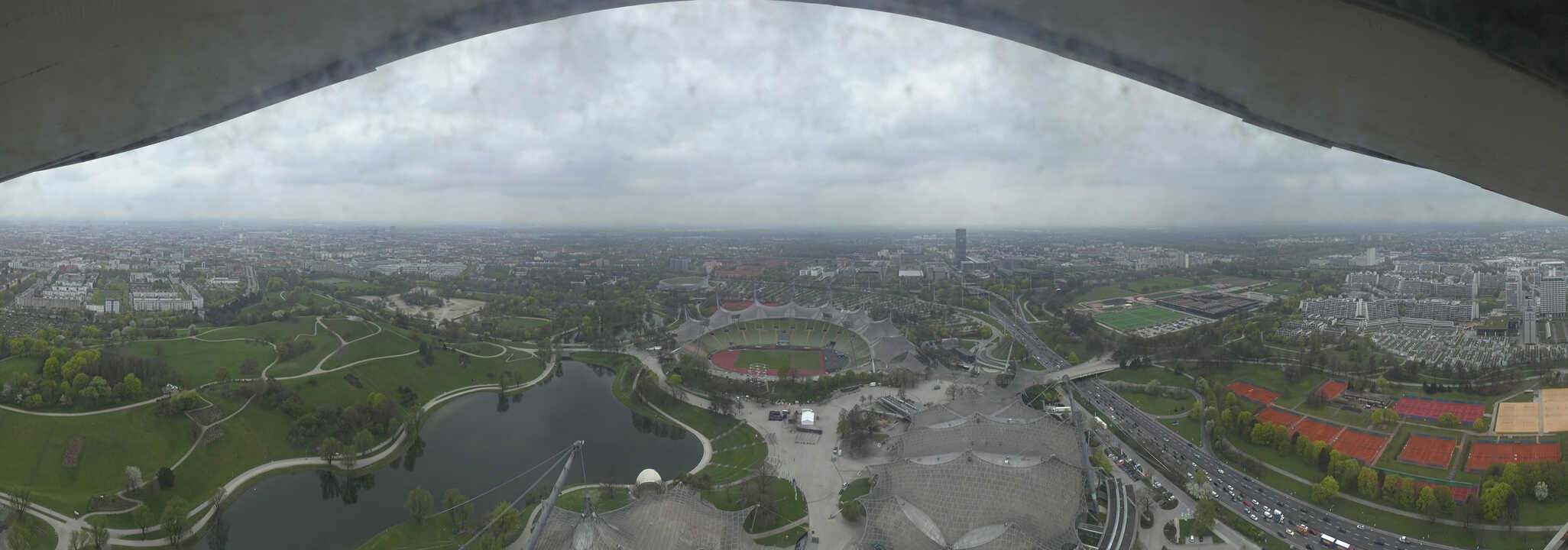 Archiv Foto Webcam München: Panorama Olympiastadion und Olympiapark