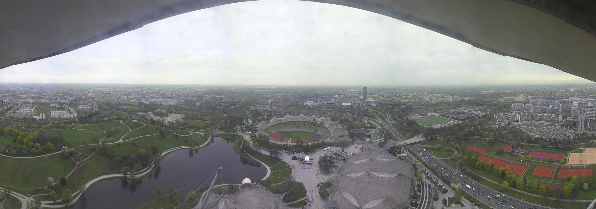 Archiv Foto Webcam München: Panorama Olympiastadion und Olympiapark