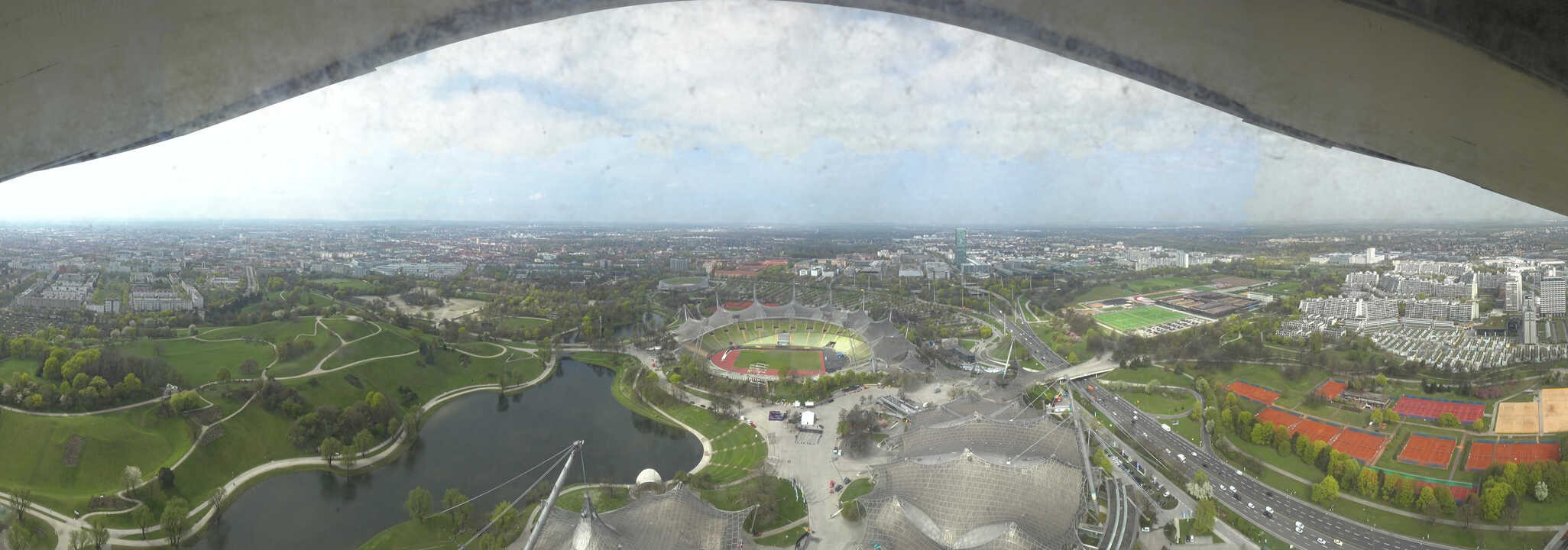 Archiv Foto Webcam München: Panorama Olympiastadion und Olympiapark
