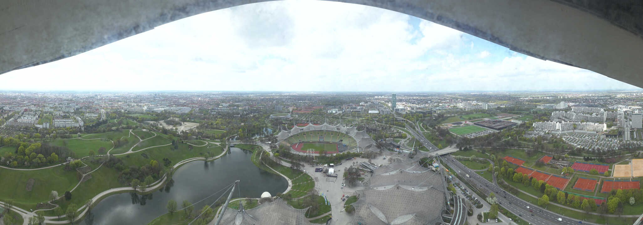 Archiv Foto Webcam München: Panorama Olympiastadion und Olympiapark