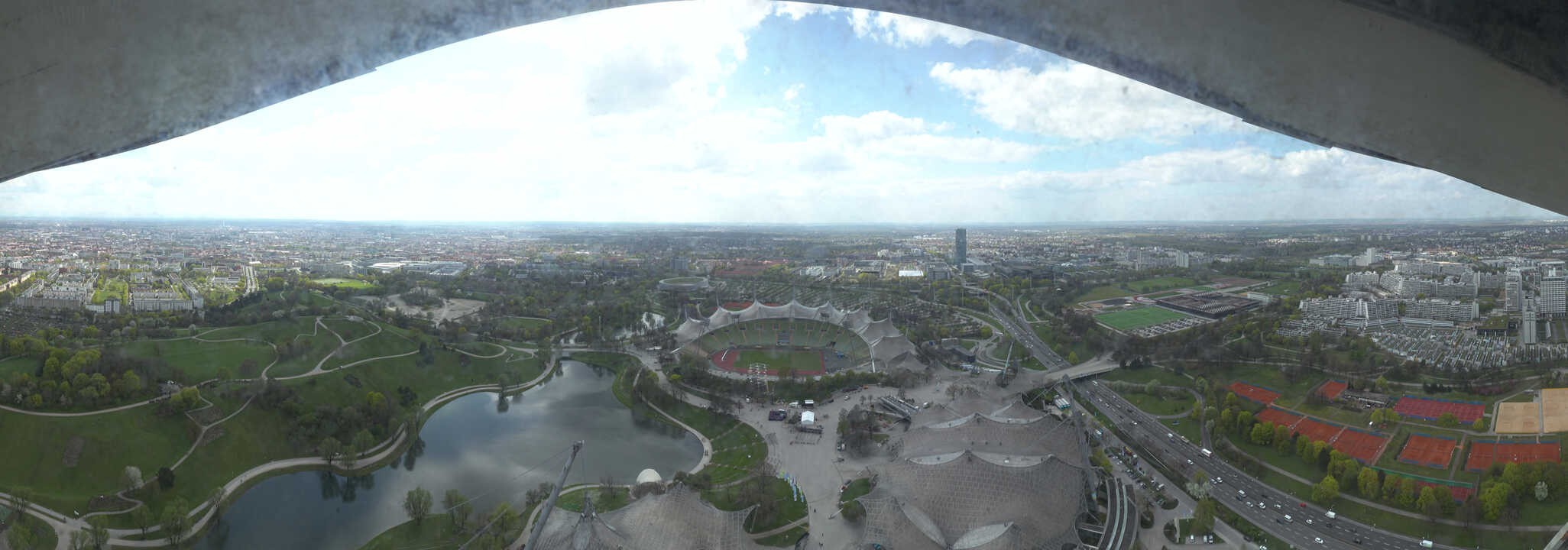 Archiv Foto Webcam München: Panorama Olympiastadion und Olympiapark