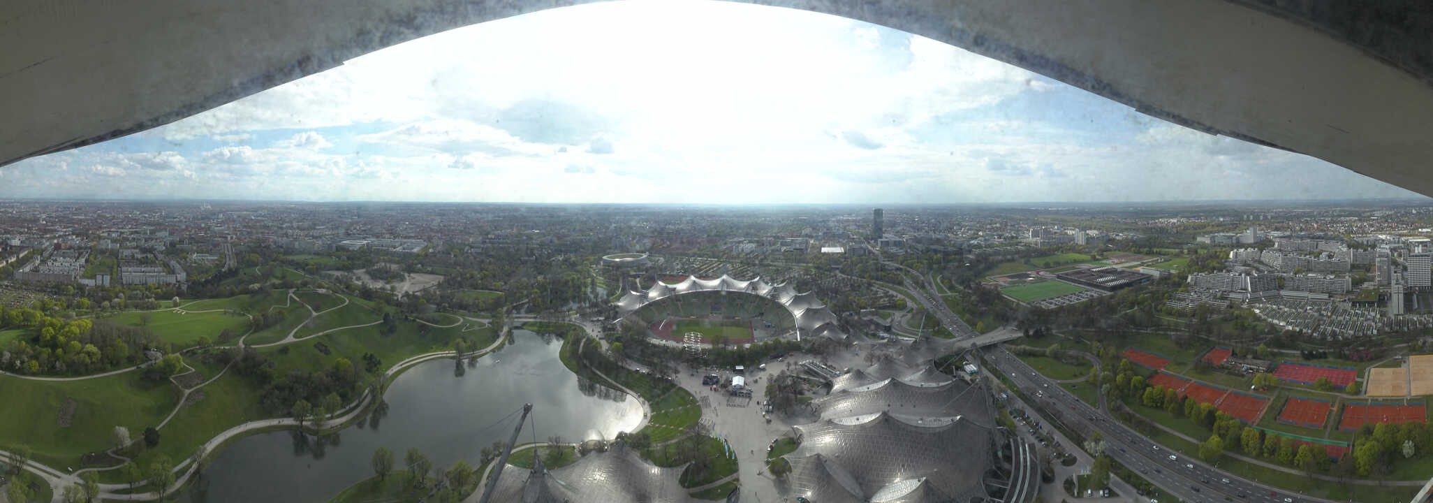 Archiv Foto Webcam München: Panorama Olympiastadion und Olympiapark