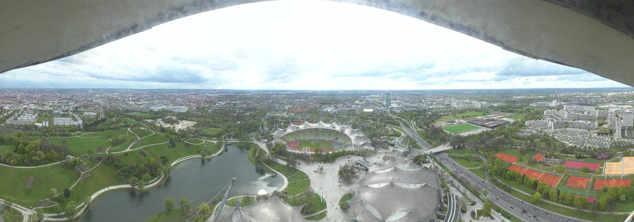 Archiv Foto Webcam München: Panorama Olympiastadion und Olympiapark