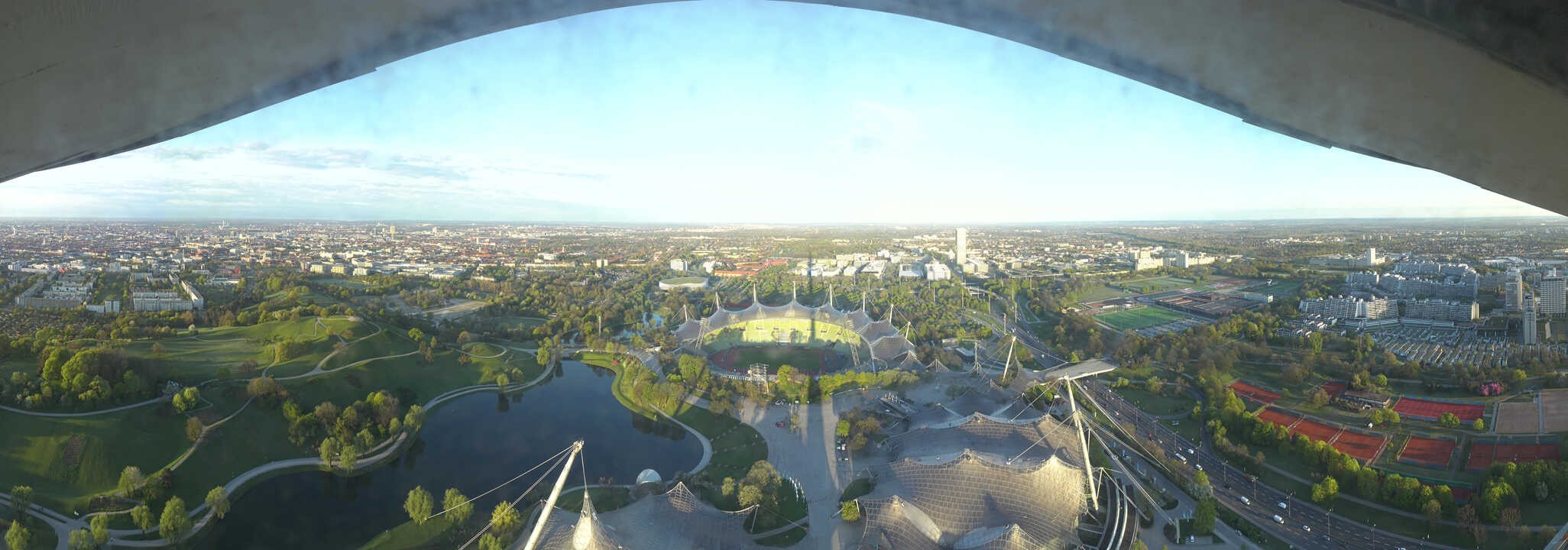 Archiv Foto Webcam München: Panorama Olympiastadion und Olympiapark