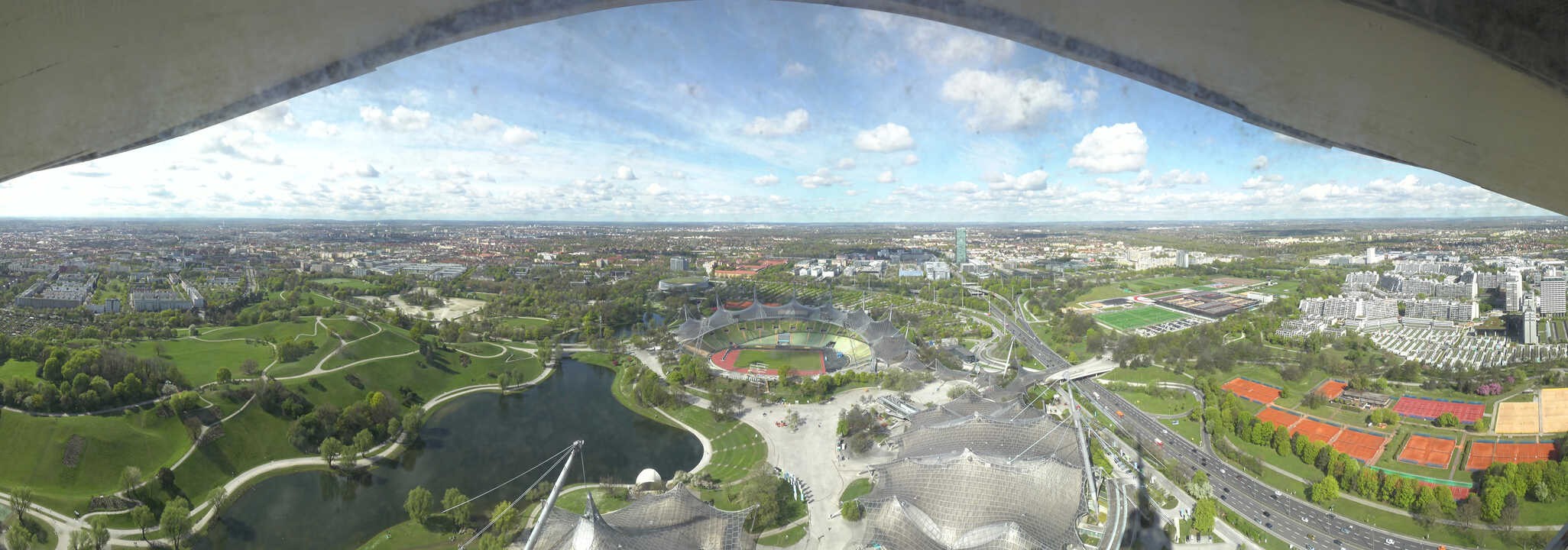Archiv Foto Webcam München: Panorama Olympiastadion und Olympiapark