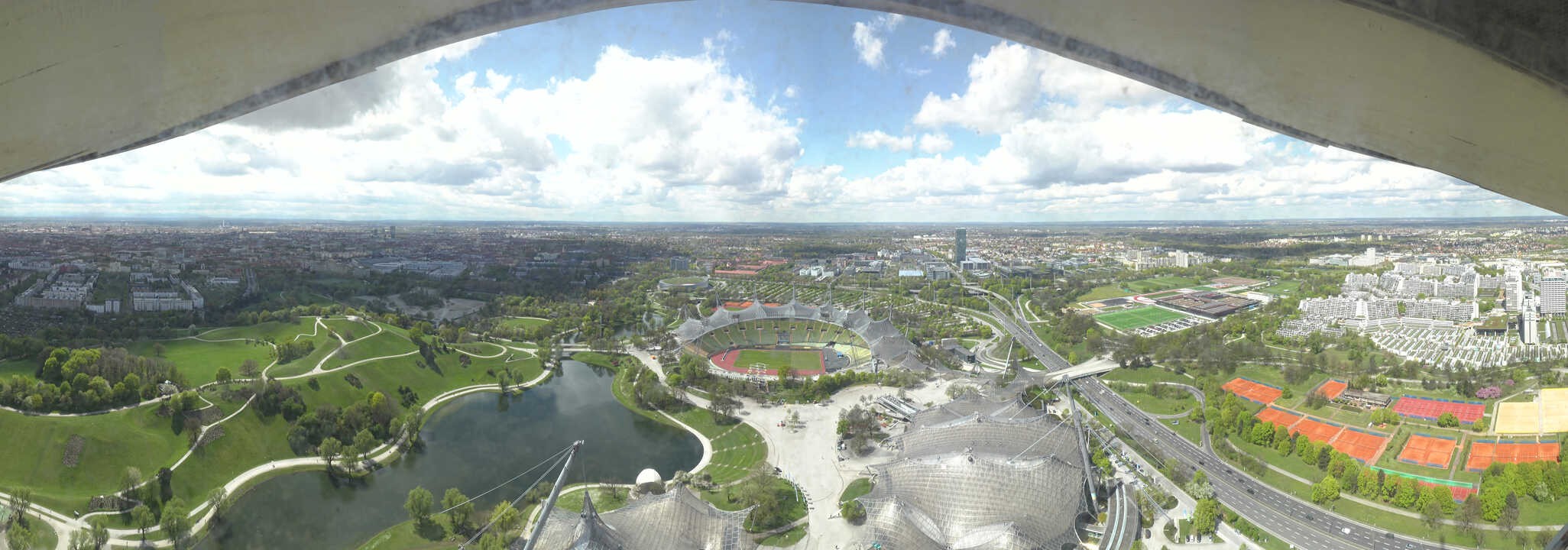 Archiv Foto Webcam München: Panorama Olympiastadion und Olympiapark