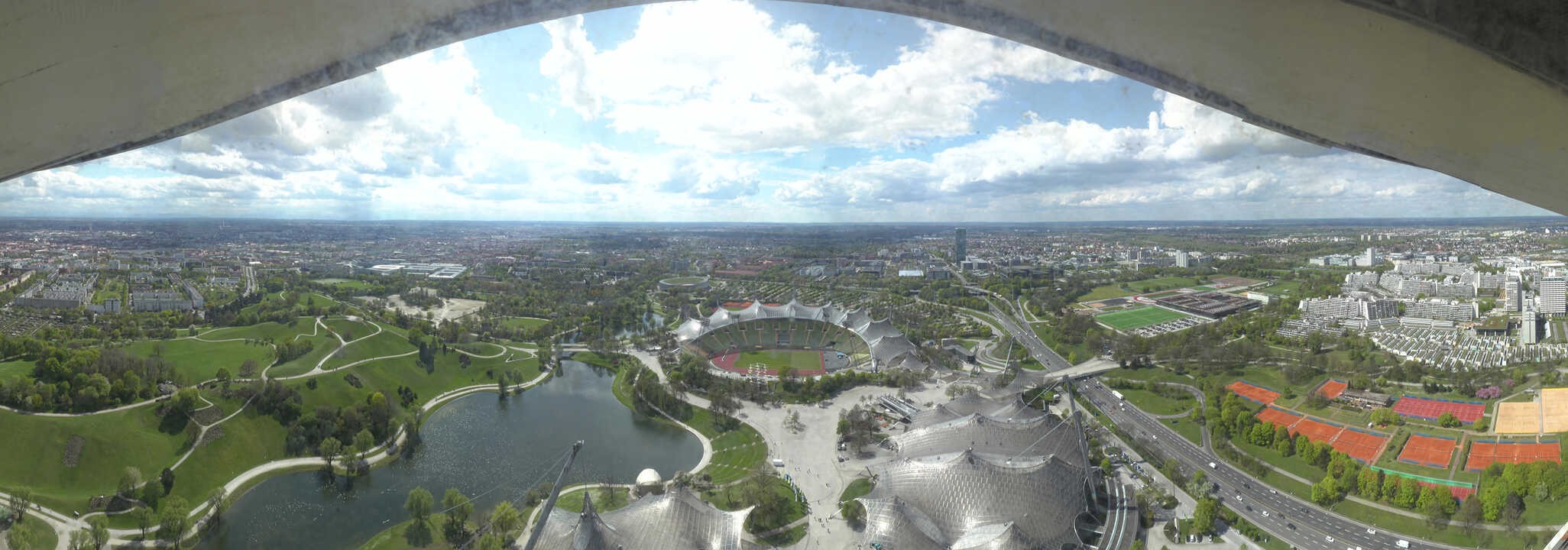 Archiv Foto Webcam München: Panorama Olympiastadion und Olympiapark