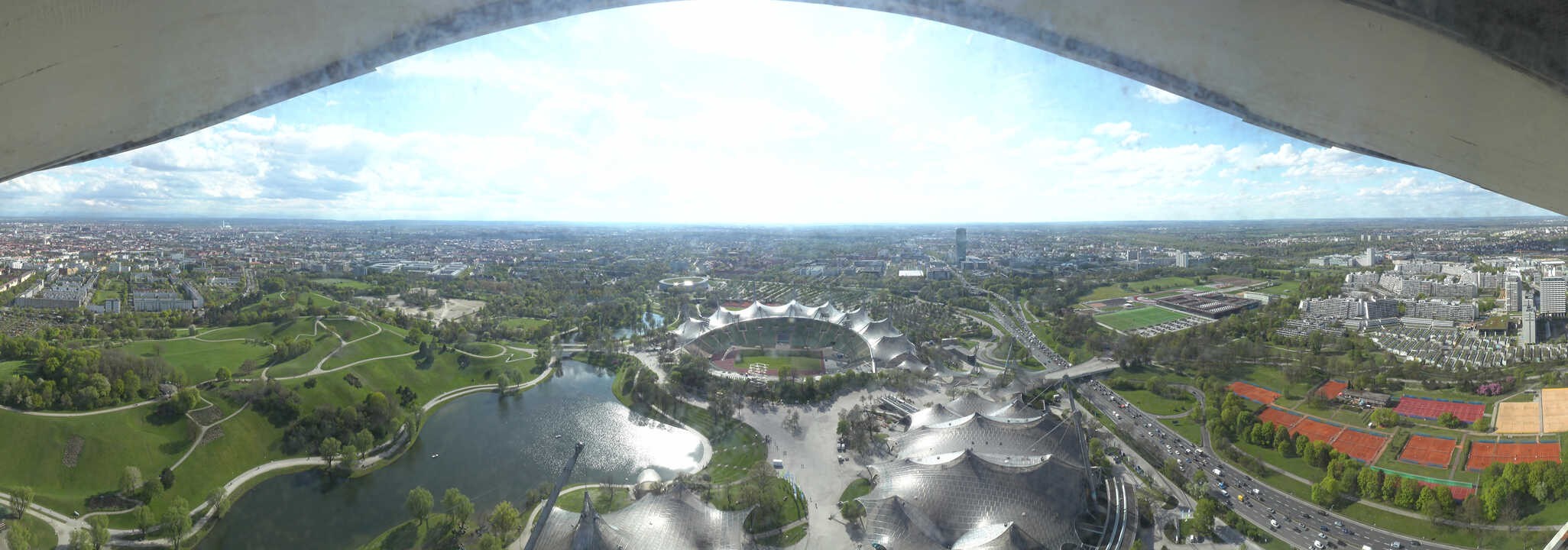 Archiv Foto Webcam München: Panorama Olympiastadion und Olympiapark