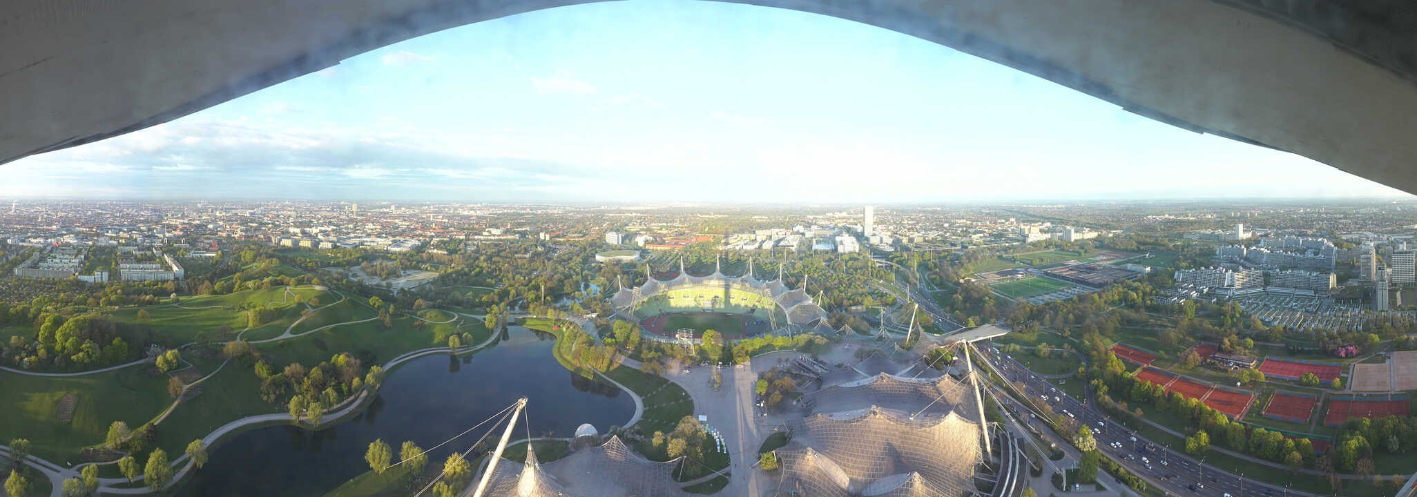 Archiv Foto Webcam München: Panorama Olympiastadion und Olympiapark