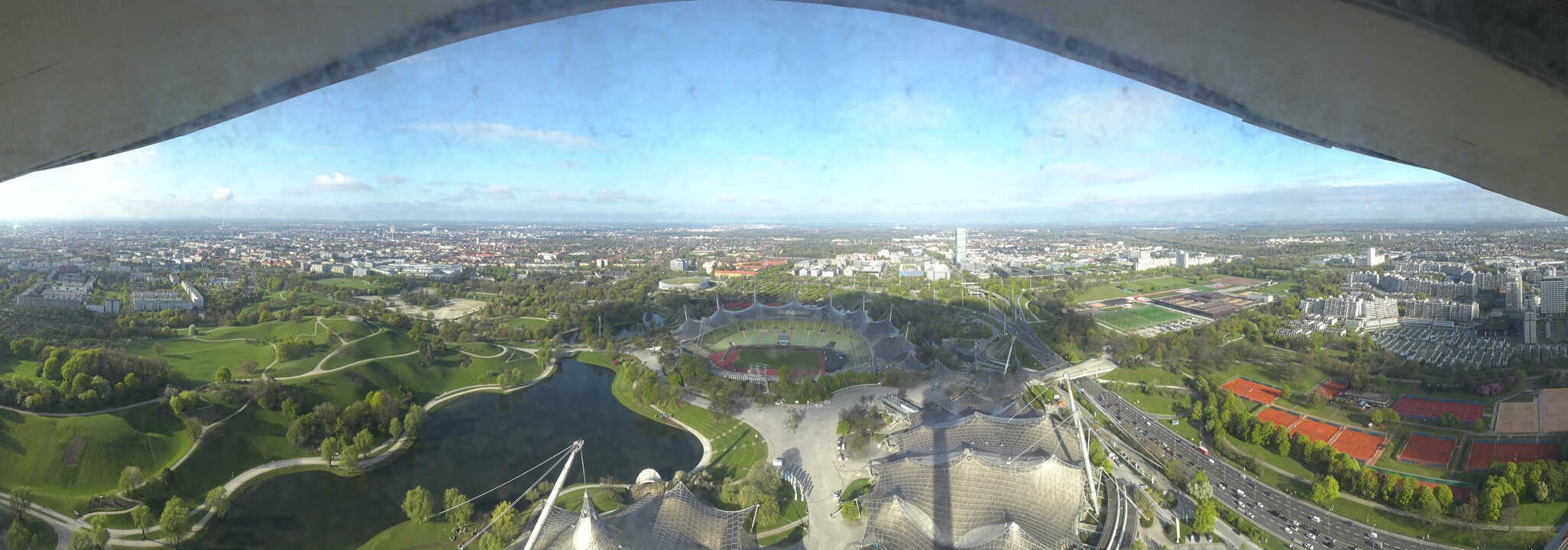 Archiv Foto Webcam München: Panorama Olympiastadion und Olympiapark