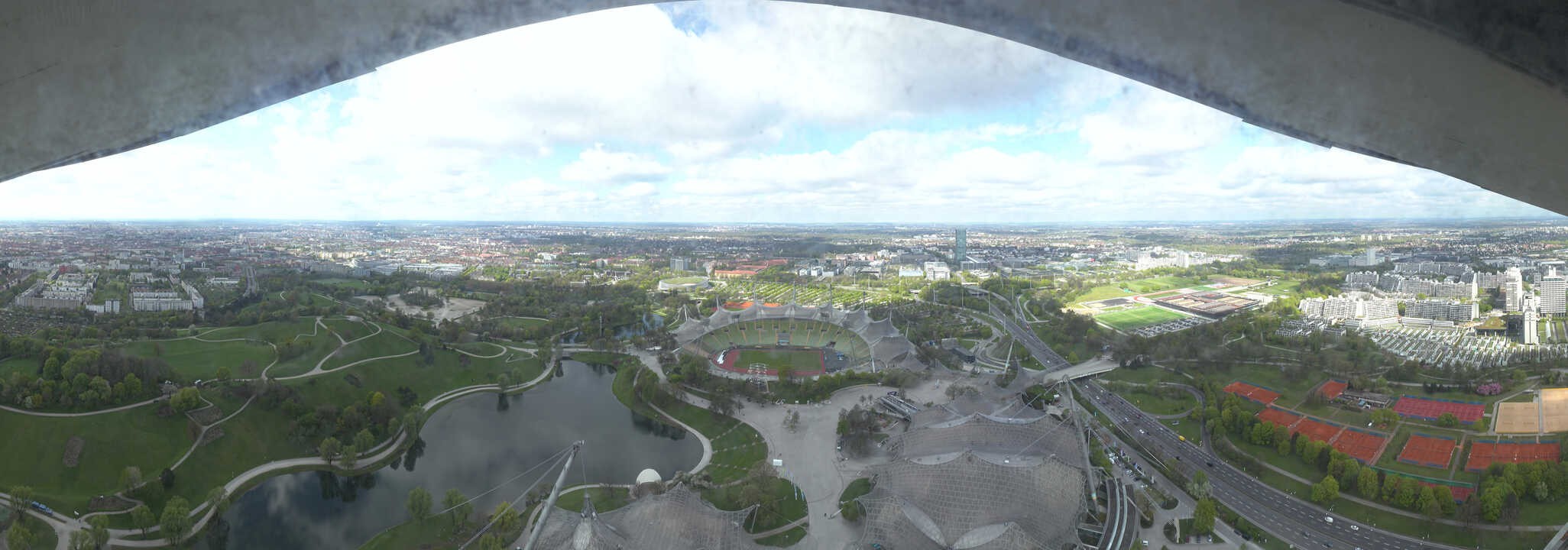 Archiv Foto Webcam München: Panorama Olympiastadion und Olympiapark