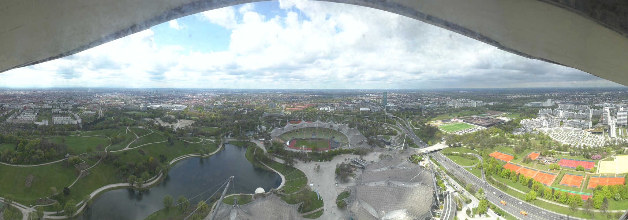 Archiv Foto Webcam München: Panorama Olympiastadion und Olympiapark