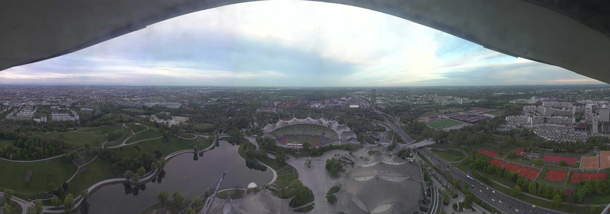 Archiv Foto Webcam München: Panorama Olympiastadion und Olympiapark