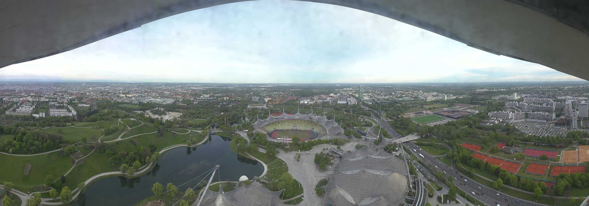 Archiv Foto Webcam München: Panorama Olympiastadion und Olympiapark