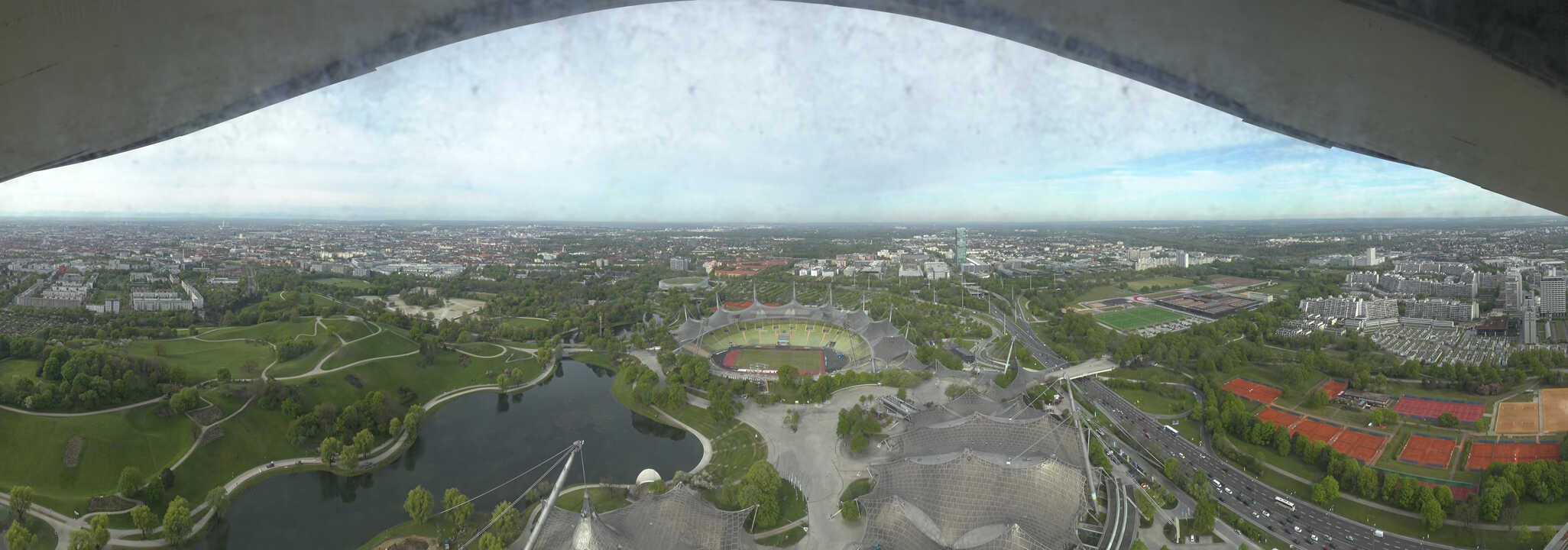 Archiv Foto Webcam München: Panorama Olympiastadion und Olympiapark