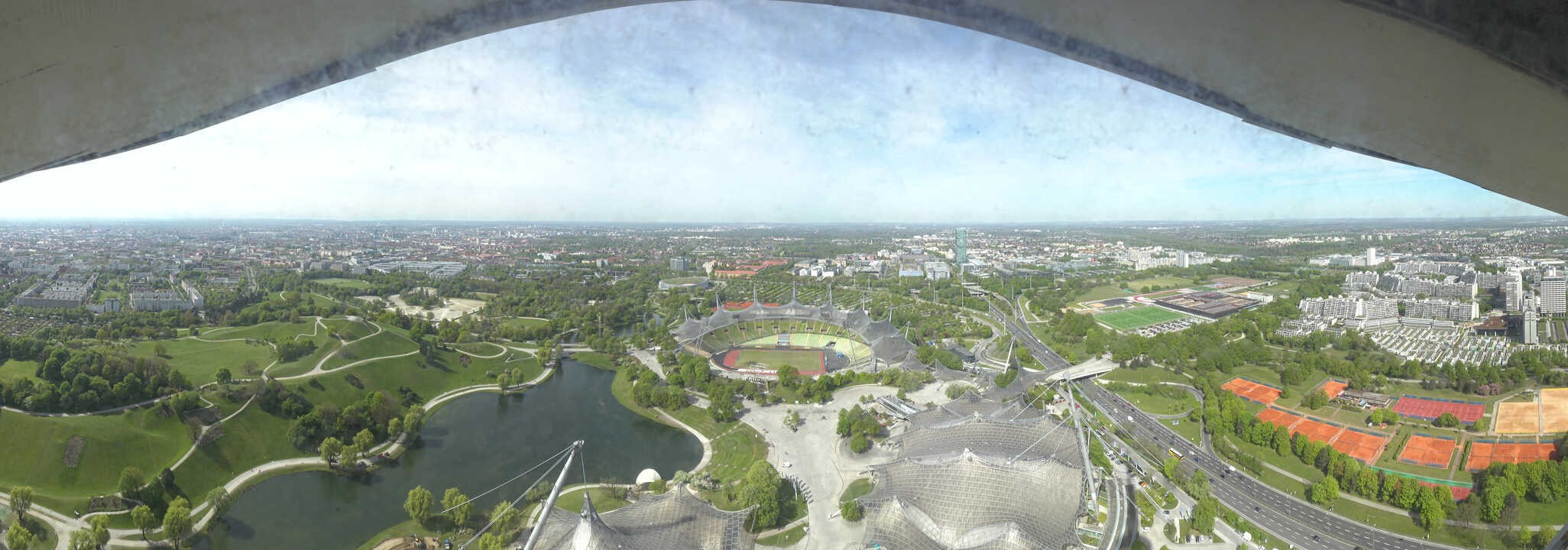 Archiv Foto Webcam München: Panorama Olympiastadion und Olympiapark