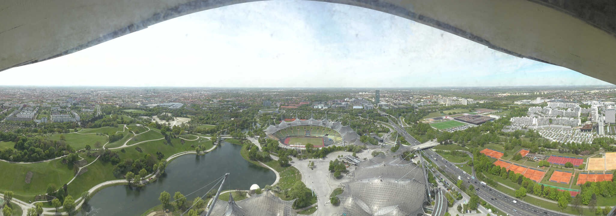 Archiv Foto Webcam München: Panorama Olympiastadion und Olympiapark