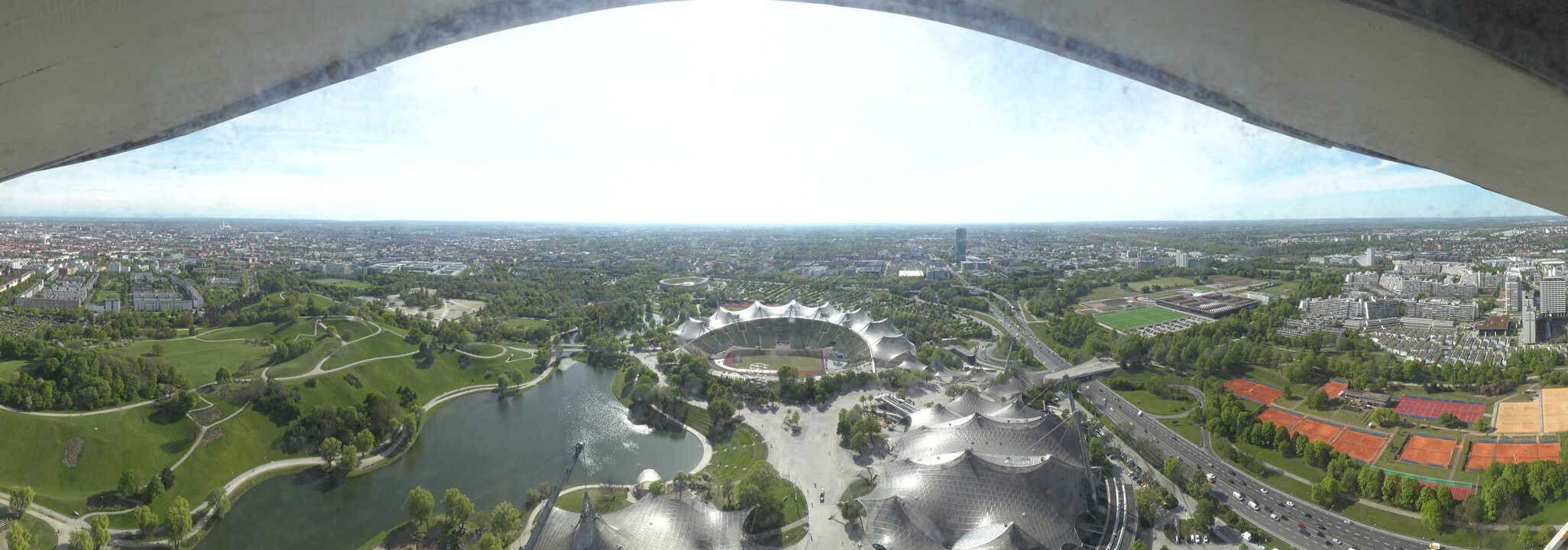 Archiv Foto Webcam München: Panorama Olympiastadion und Olympiapark