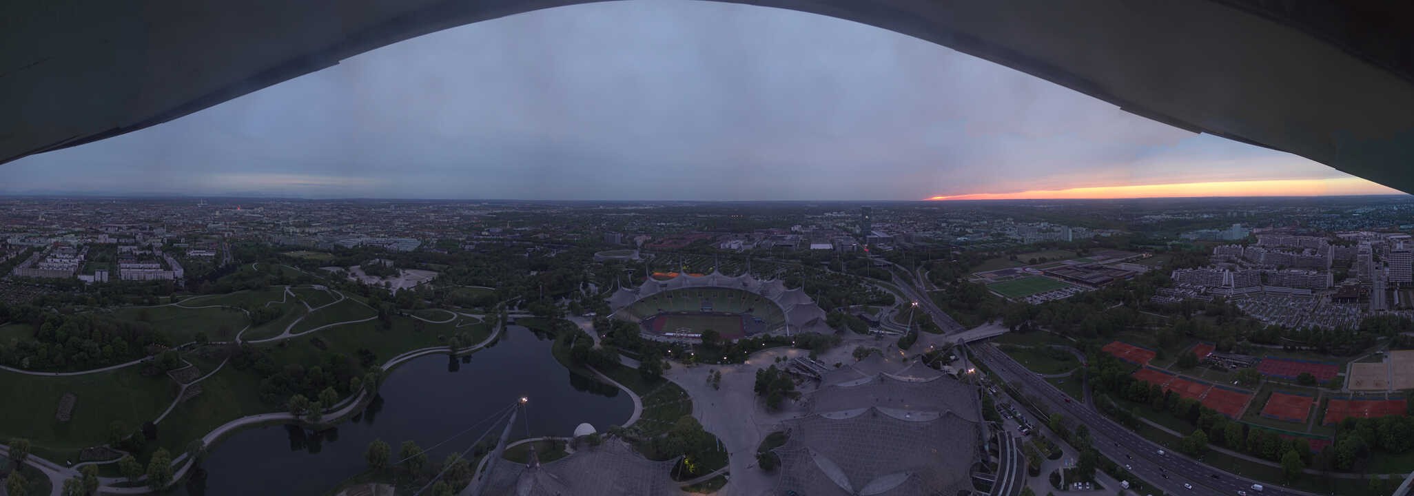 Archiv Foto Webcam München: Panorama Olympiastadion und Olympiapark