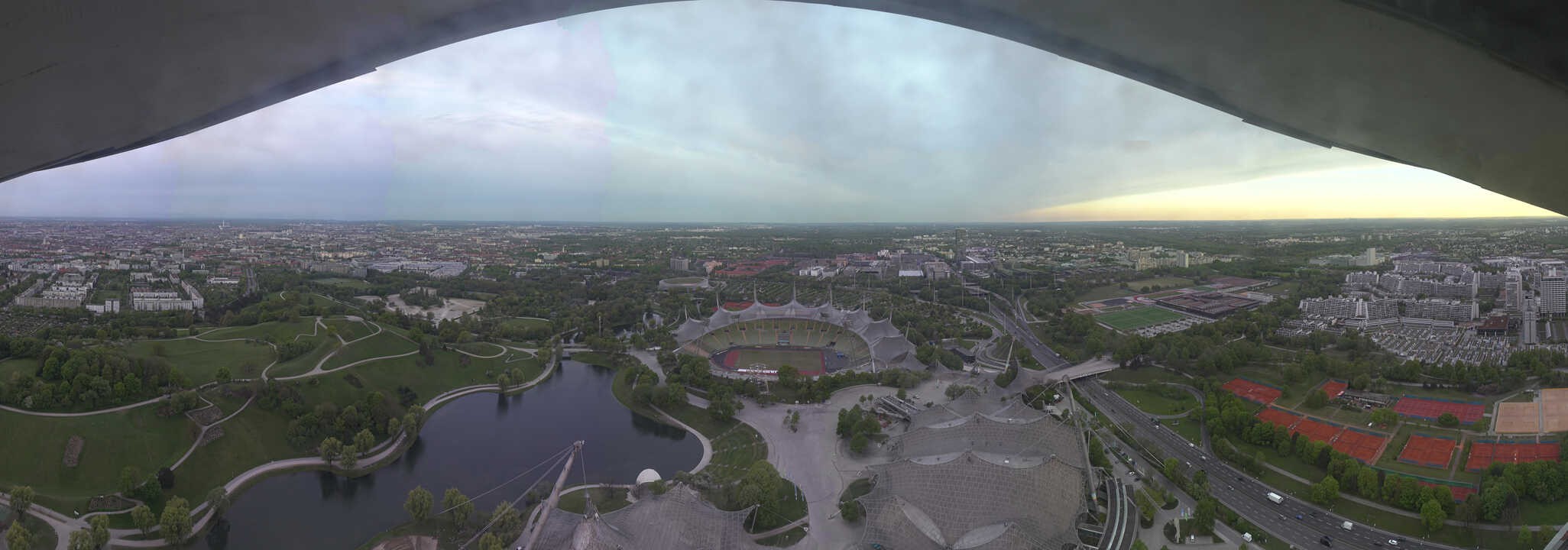 Archiv Foto Webcam München: Panorama Olympiastadion und Olympiapark