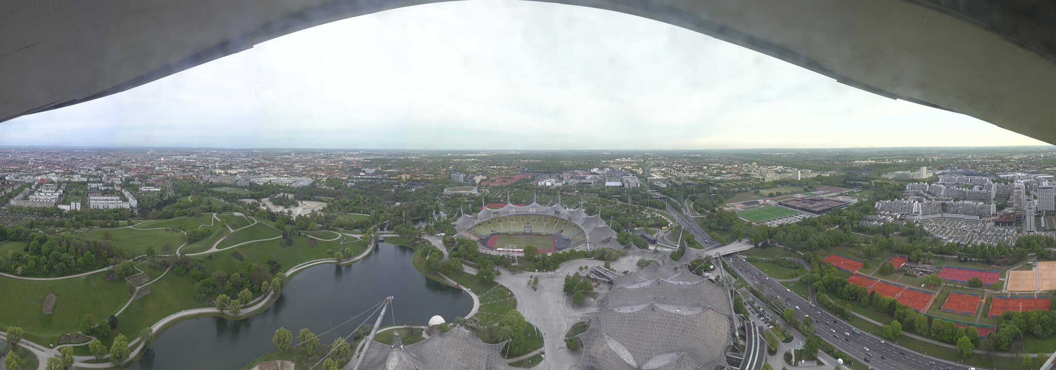 Archiv Foto Webcam München: Panorama Olympiastadion und Olympiapark