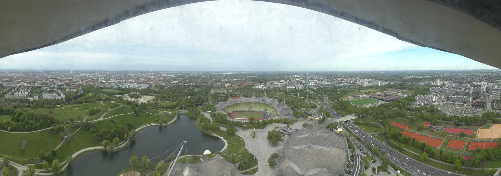 Archiv Foto Webcam München: Panorama Olympiastadion und Olympiapark