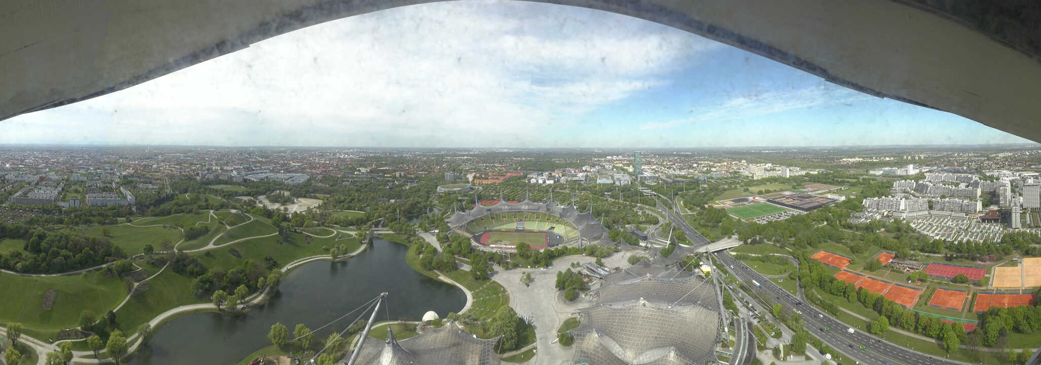 Archiv Foto Webcam München: Panorama Olympiastadion und Olympiapark
