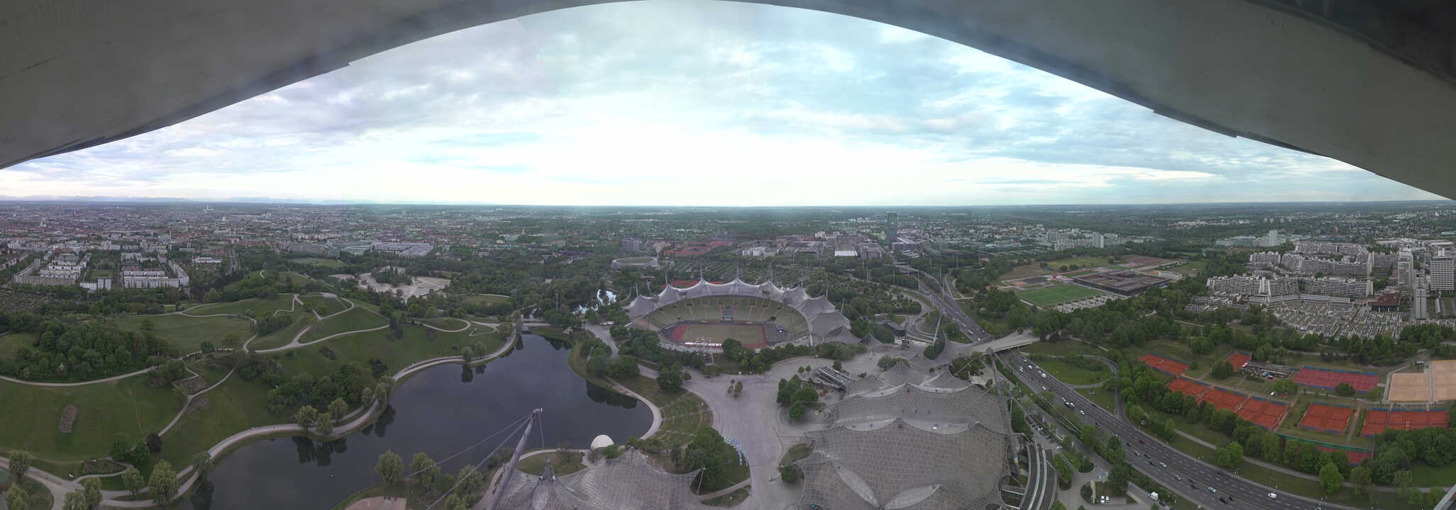 Archiv Foto Webcam München: Panorama Olympiastadion und Olympiapark