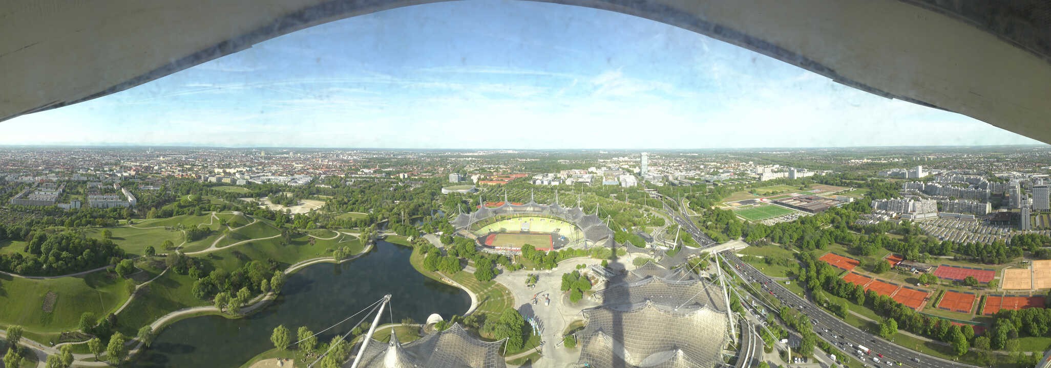 Archiv Foto Webcam München: Panorama Olympiastadion und Olympiapark