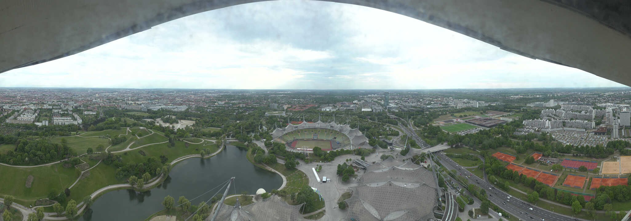 Archiv Foto Webcam München: Panorama Olympiastadion und Olympiapark