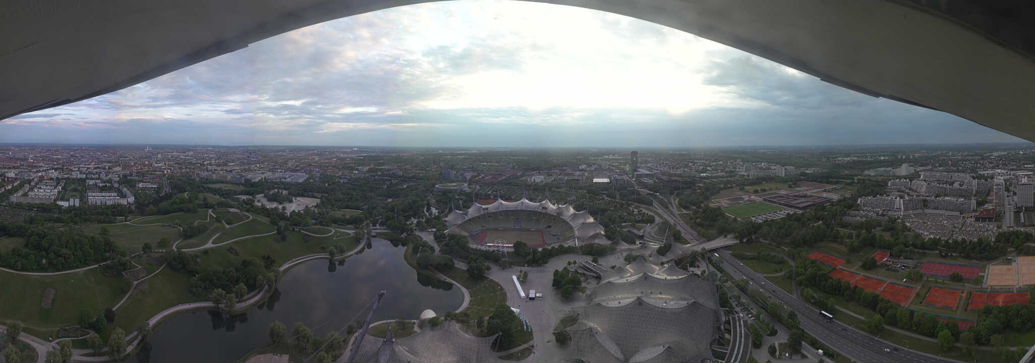 Archiv Foto Webcam München: Panorama Olympiastadion und Olympiapark
