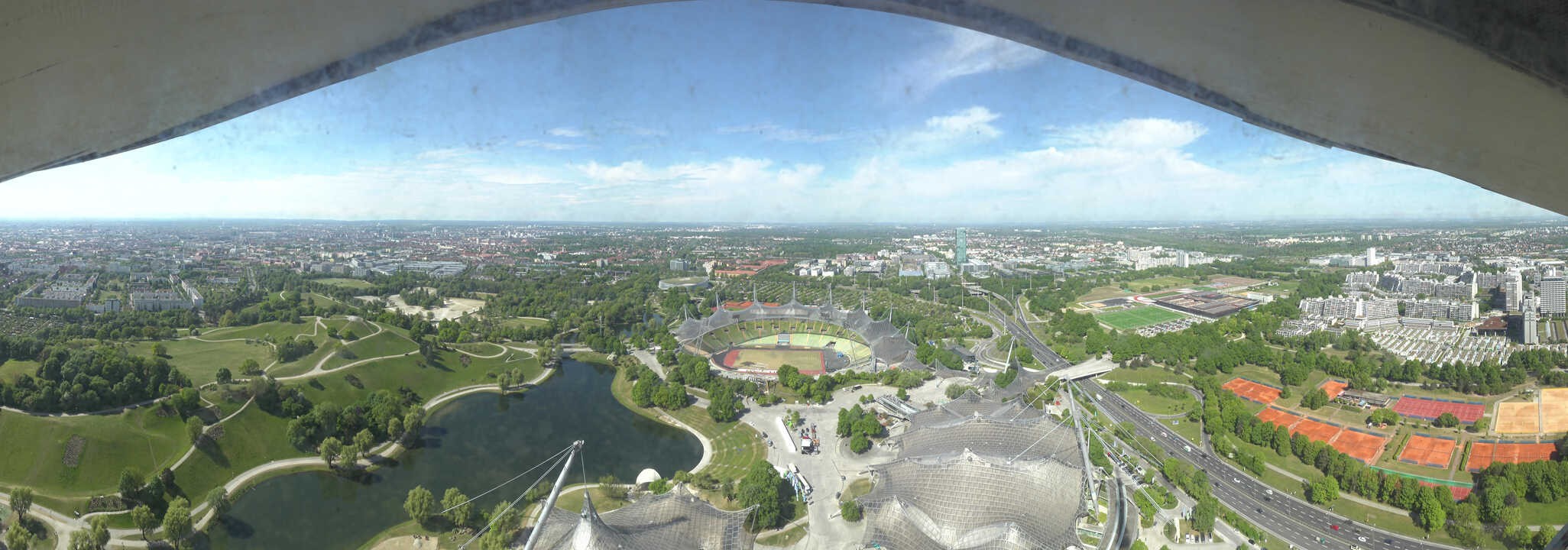Archiv Foto Webcam München: Panorama Olympiastadion und Olympiapark