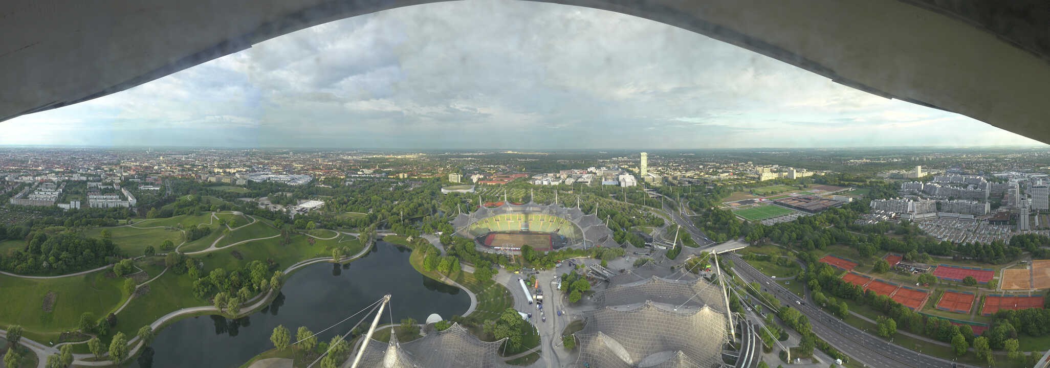 Archiv Foto Webcam München: Panorama Olympiastadion und Olympiapark
