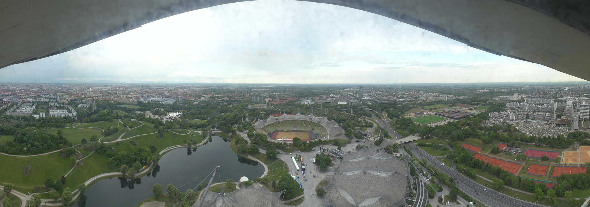 Archiv Foto Webcam München: Panorama Olympiastadion und Olympiapark