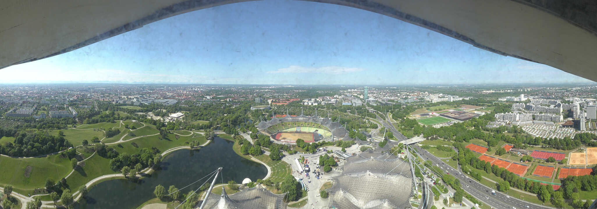 Archiv Foto Webcam München: Panorama Olympiastadion und Olympiapark