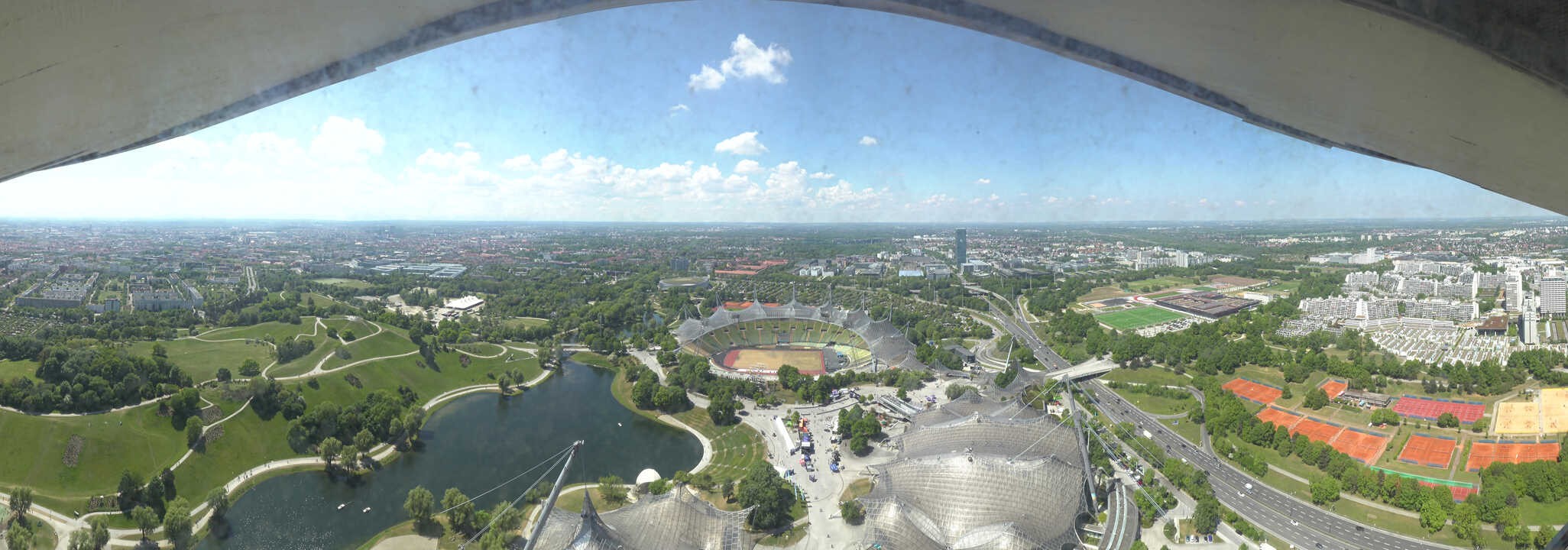 Archiv Foto Webcam München: Panorama Olympiastadion und Olympiapark