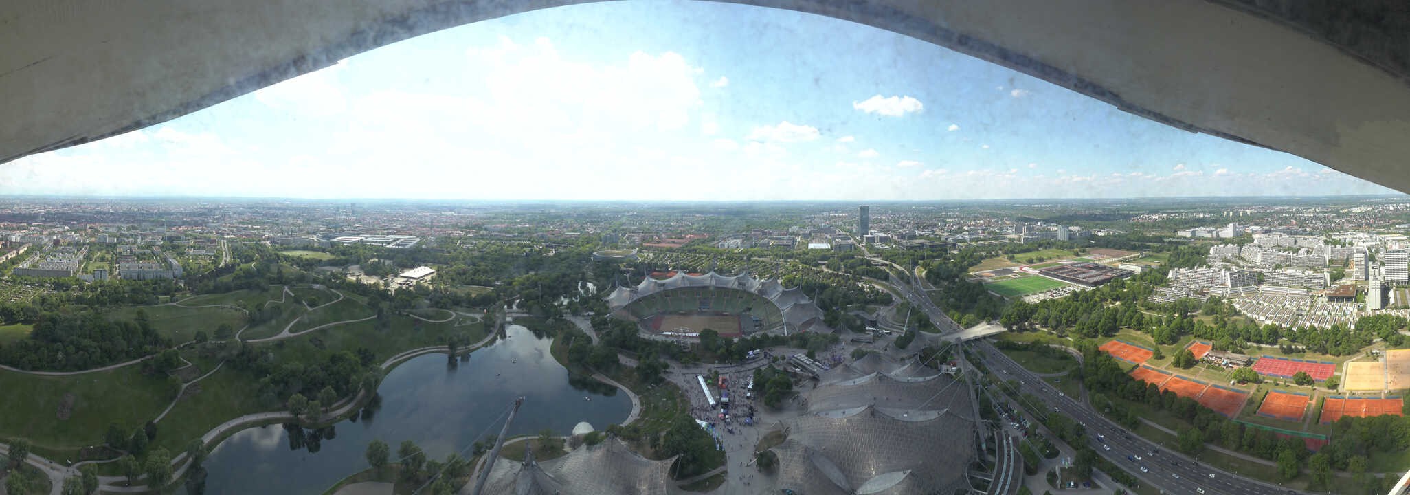 Archiv Foto Webcam München: Panorama Olympiastadion und Olympiapark