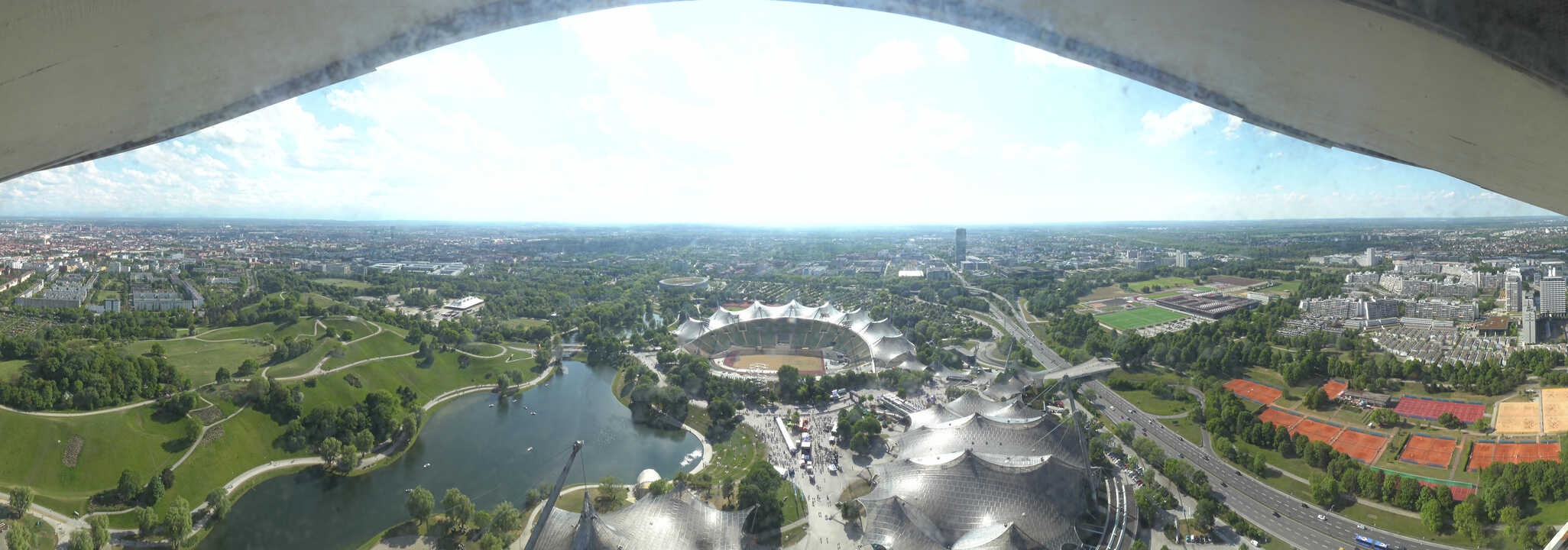 Archiv Foto Webcam München: Panorama Olympiastadion und Olympiapark