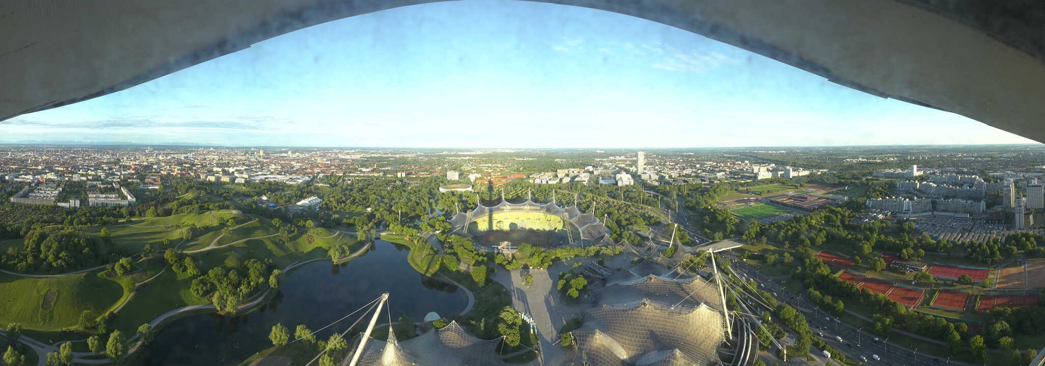 Archiv Foto Webcam München: Panorama Olympiastadion und Olympiapark