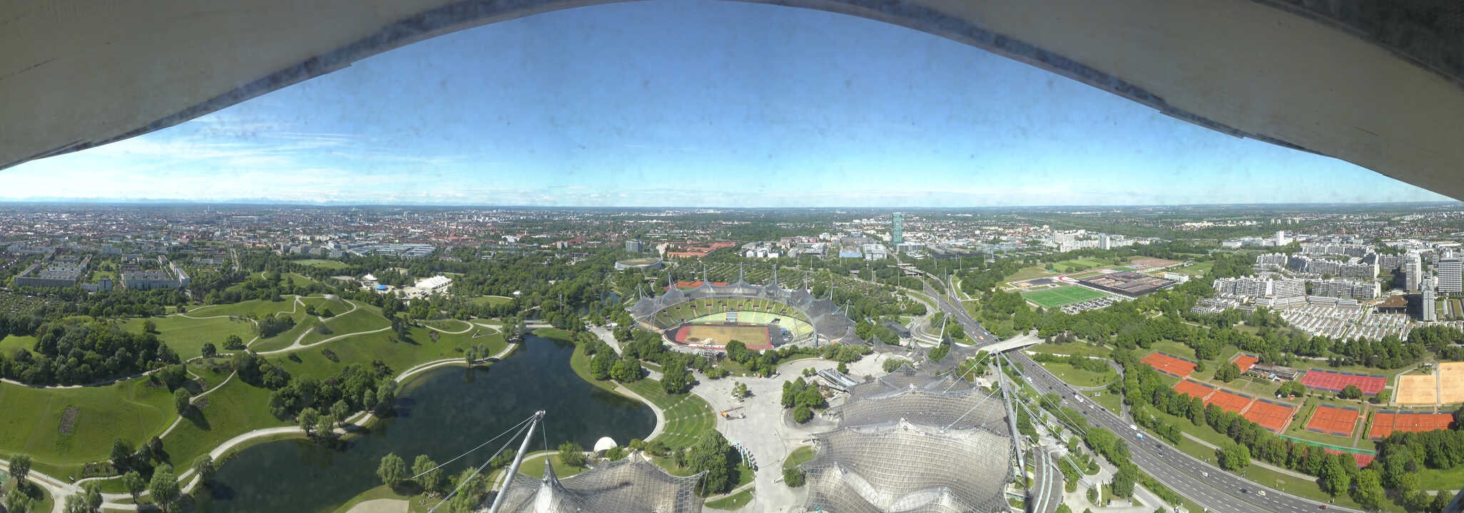 Archiv Foto Webcam München: Panorama Olympiastadion und Olympiapark