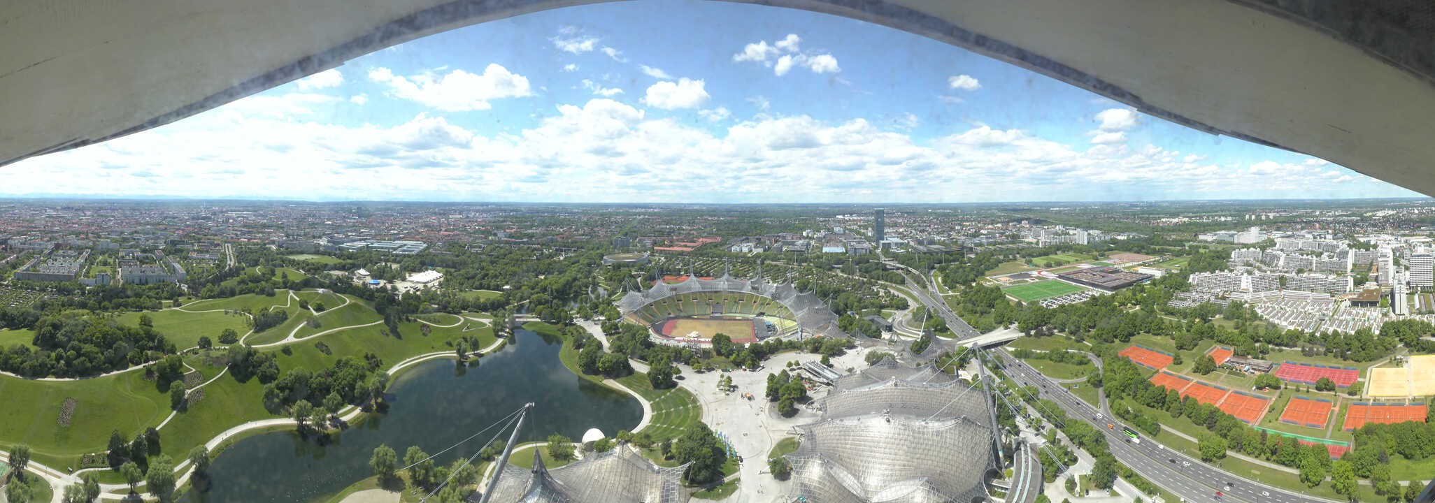 Archiv Foto Webcam München: Panorama Olympiastadion und Olympiapark