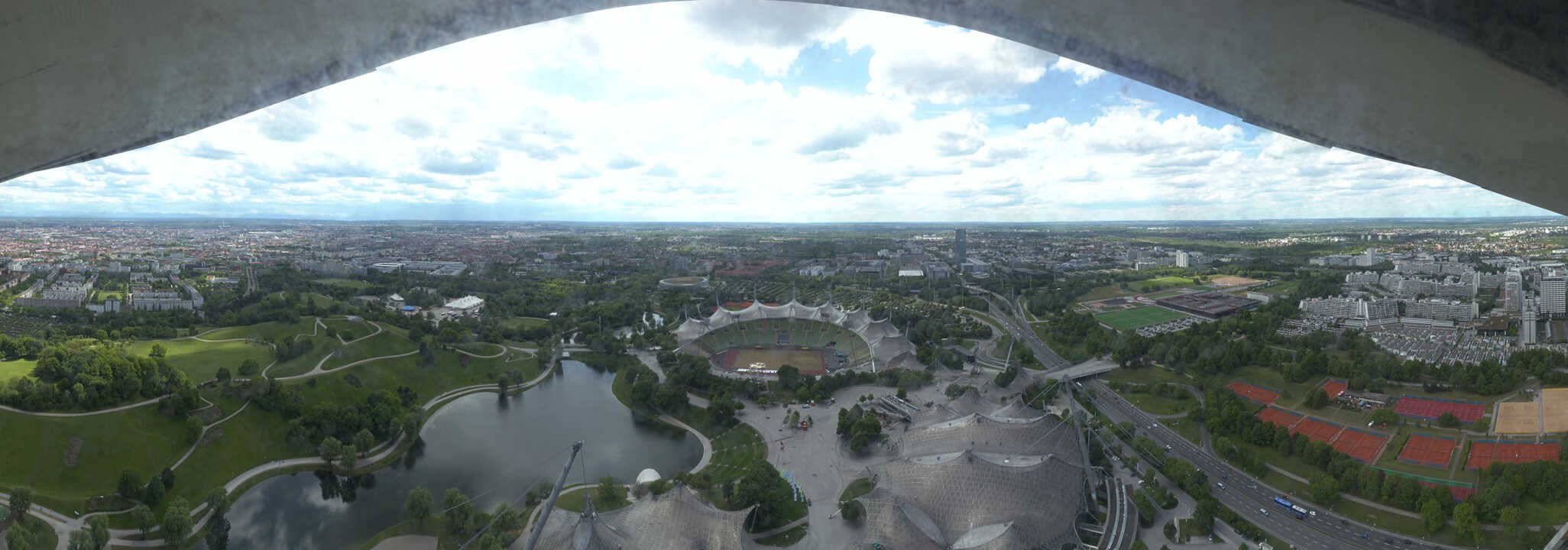 Archiv Foto Webcam München: Panorama Olympiastadion und Olympiapark