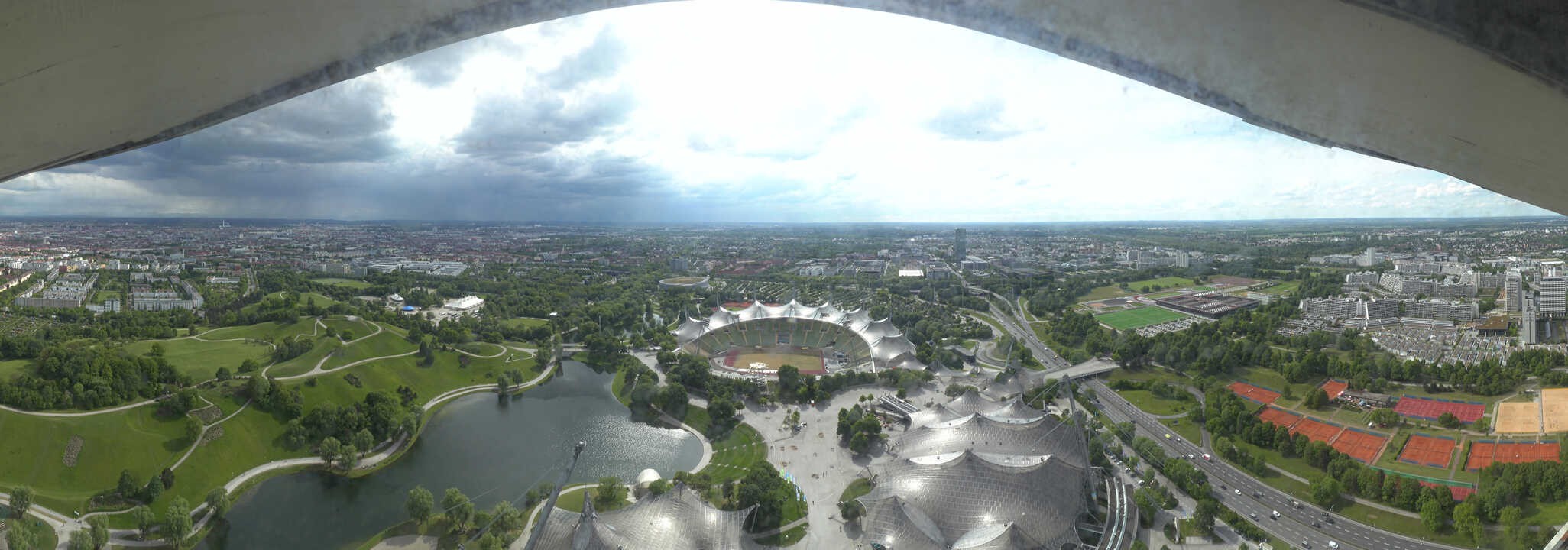 Archiv Foto Webcam München: Panorama Olympiastadion und Olympiapark