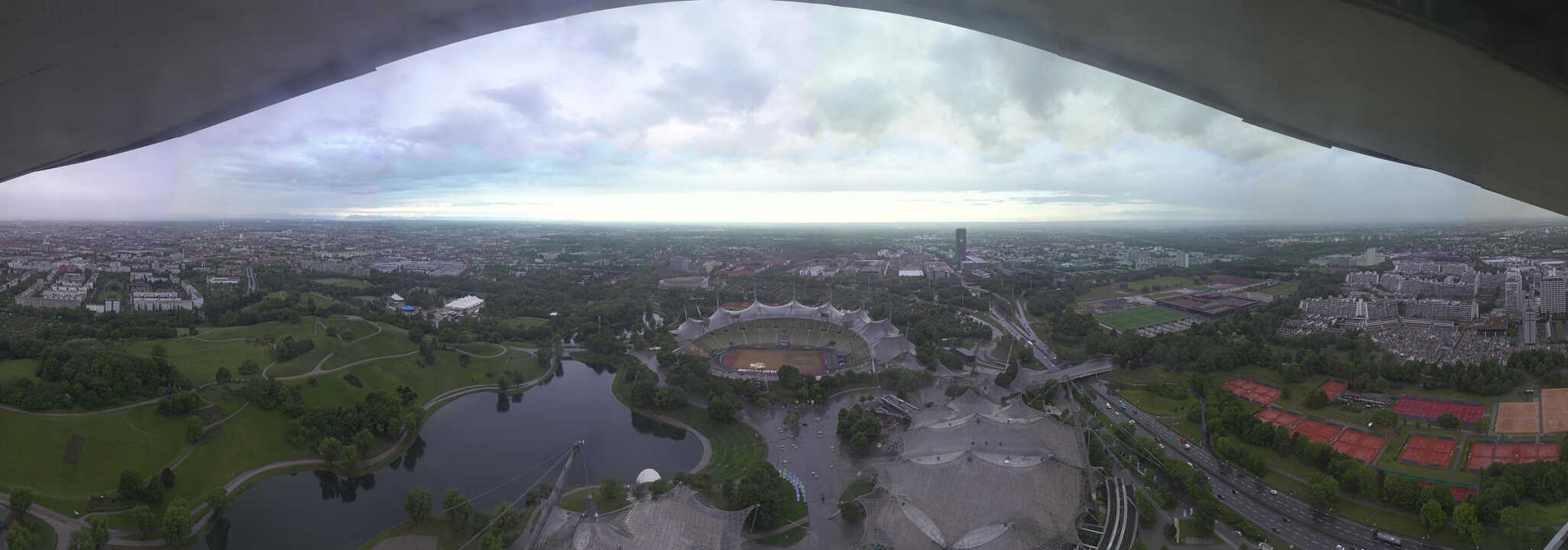 Archiv Foto Webcam München: Panorama Olympiastadion und Olympiapark