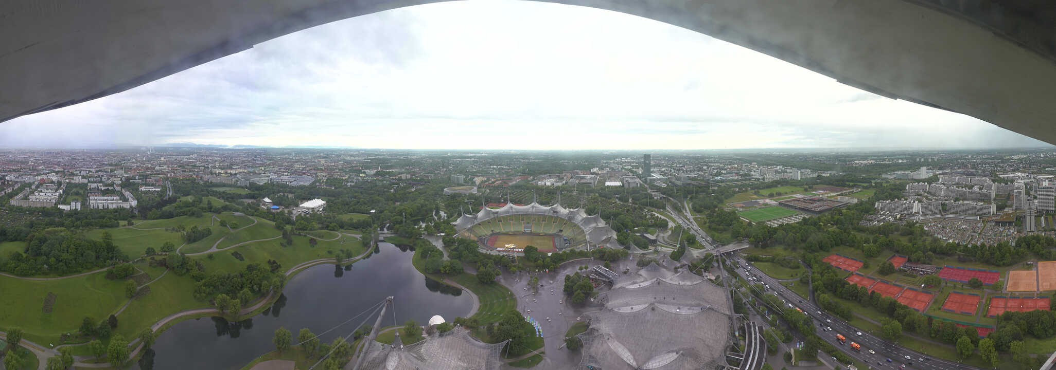 Archiv Foto Webcam München: Panorama Olympiastadion und Olympiapark