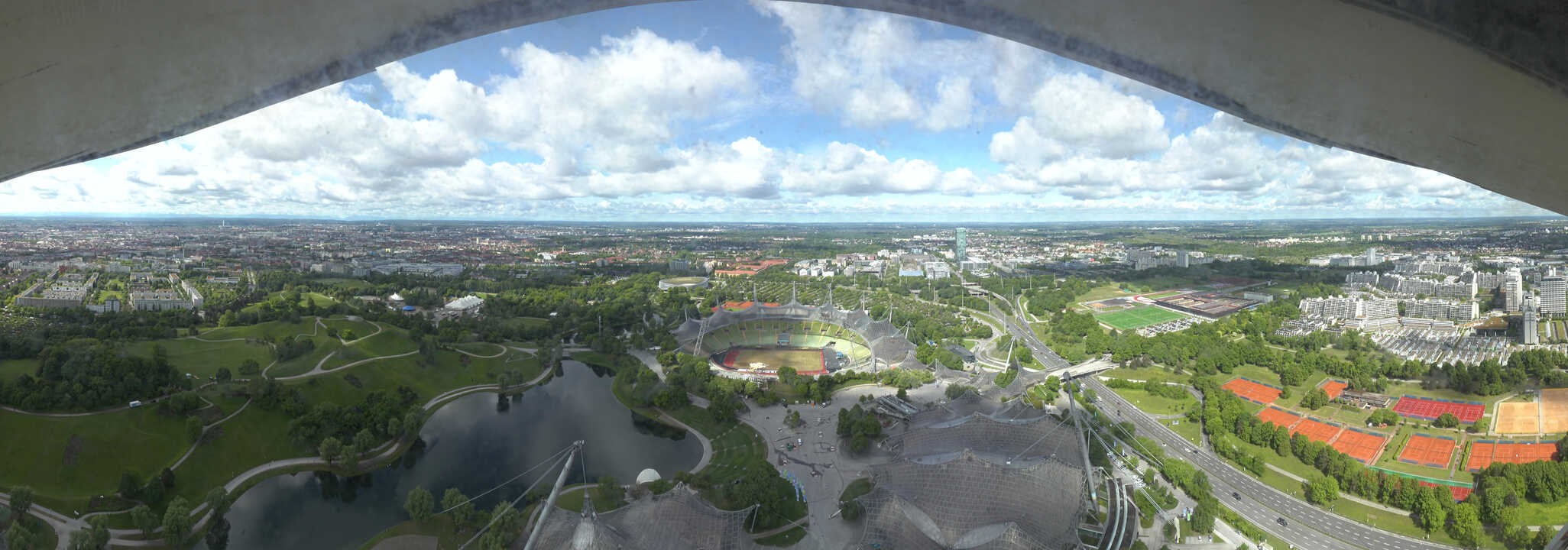Archiv Foto Webcam München: Panorama Olympiastadion und Olympiapark