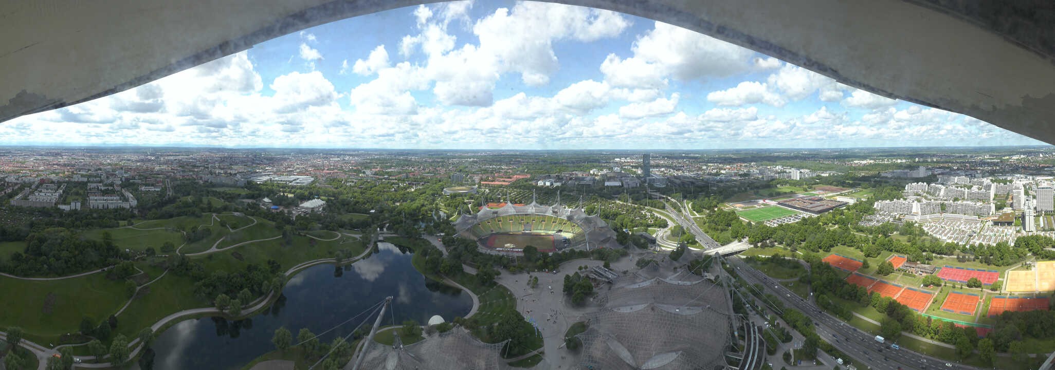 Archiv Foto Webcam München: Panorama Olympiastadion und Olympiapark