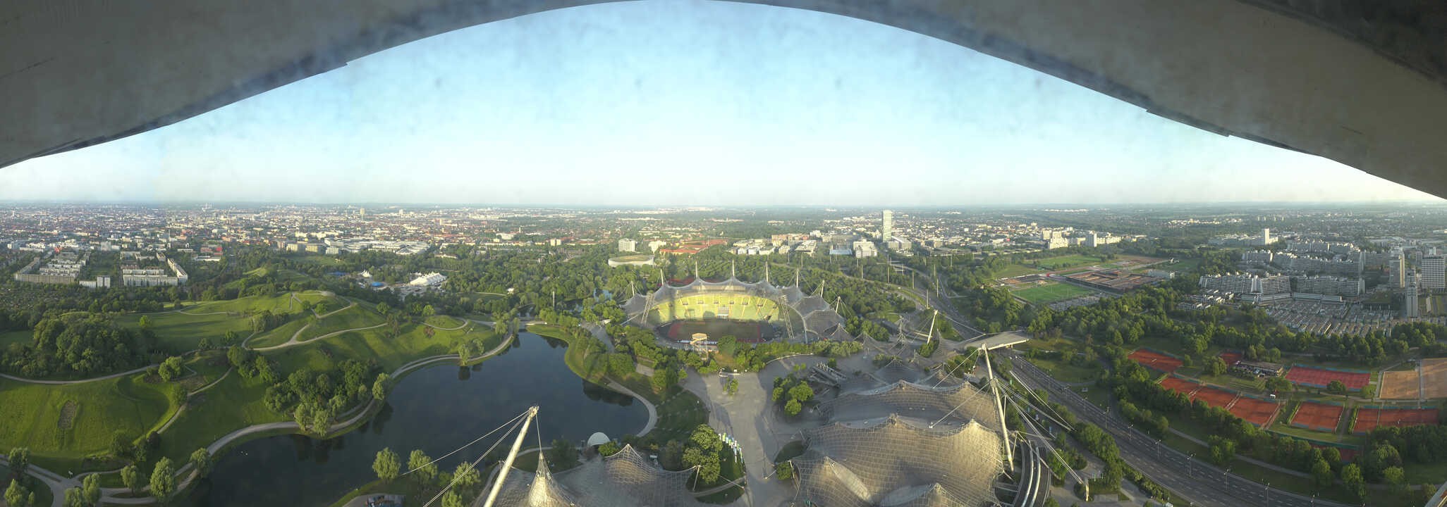 Archiv Foto Webcam München: Panorama Olympiastadion und Olympiapark